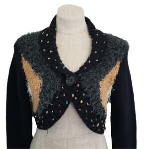 Banana U.S.A. Black Rock Beaded Crop Sweater